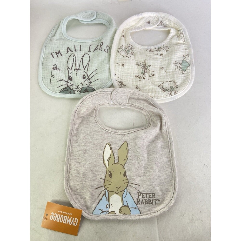 Peter Rabbit Food Drool Bibs 3 Pack Infant Baby NEW